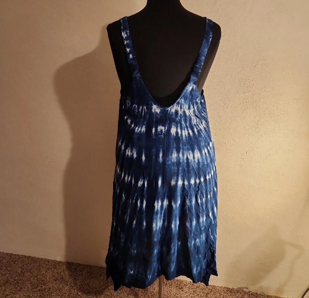 Raviya Navy Tie-Dye Sleeveless Handkerchief Hem Dress Size 3X NWT - Picture 3 of 7